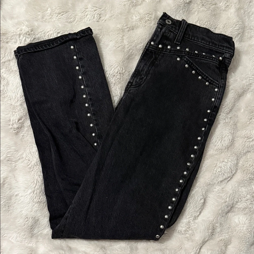 Black Studded Women's Jeans - Picture 5 of 7